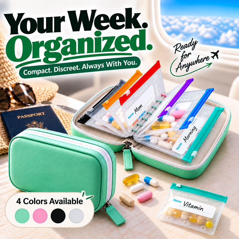 🔵Modular Wellness Wallet – 7-Day Travel Pill & Vitamin Organizer Case