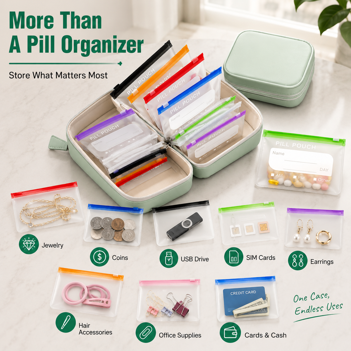 KBZHealth™ Modular Wellness Wallet – 7-Day Travel Pill & Vitamin Organizer Case (OFFER)