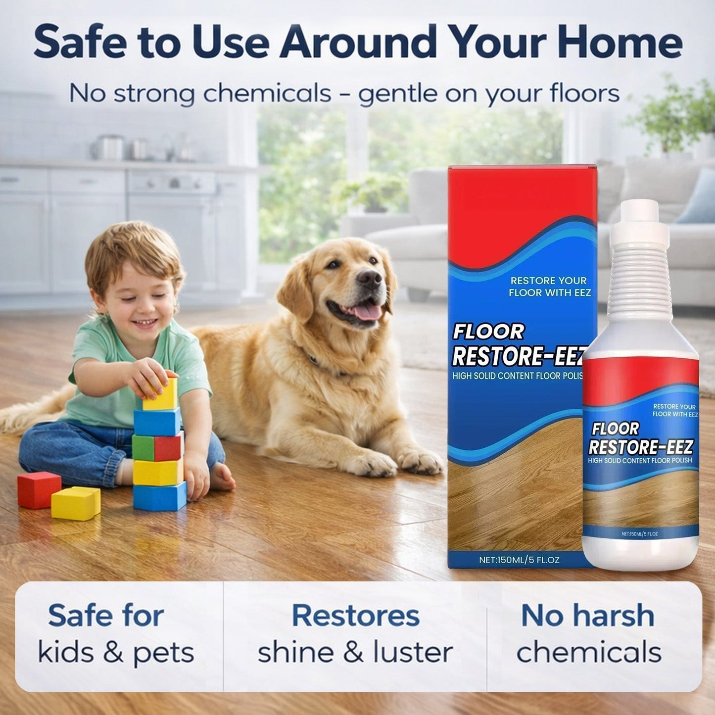 KUBOZN® Floor Restorer – Fast-drying, non-toxic shine. ✨🇫