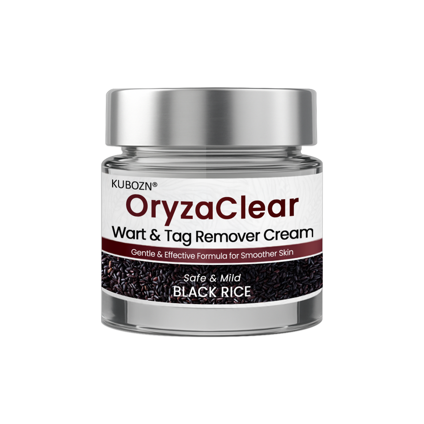 🌿 KUBOZN® OryzaClear – Black Rice Power Cream for Skin Tags & Bumps · Gentle Plant-Based Softening Formula 🅱︎
