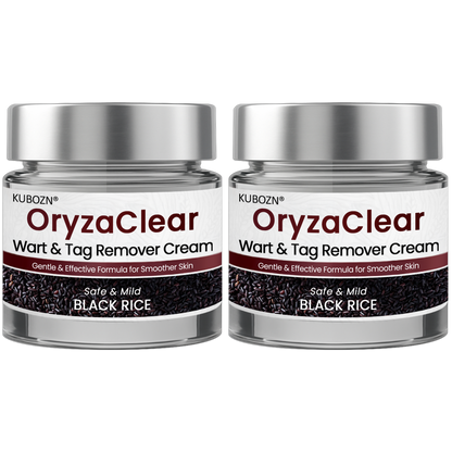 🌿 KUBOZN® OryzaClear – Black Rice Power Cream for Skin Tags & Bumps · Gentle Plant-Based Softening Formula 🅱︎