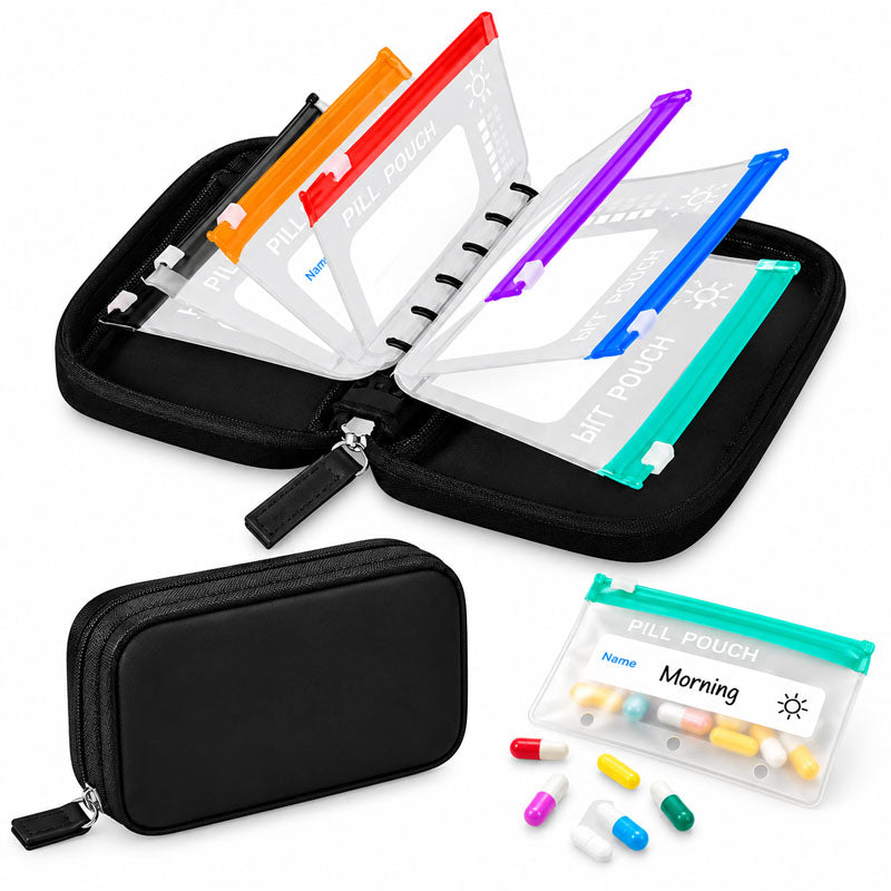 🔵Modular Wellness Wallet – 7-Day Travel Pill & Vitamin Organizer Case